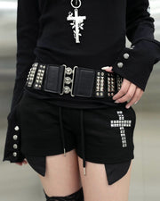 受注制【Never mind the XU】WIDE PYRAMID STUDDED BELT