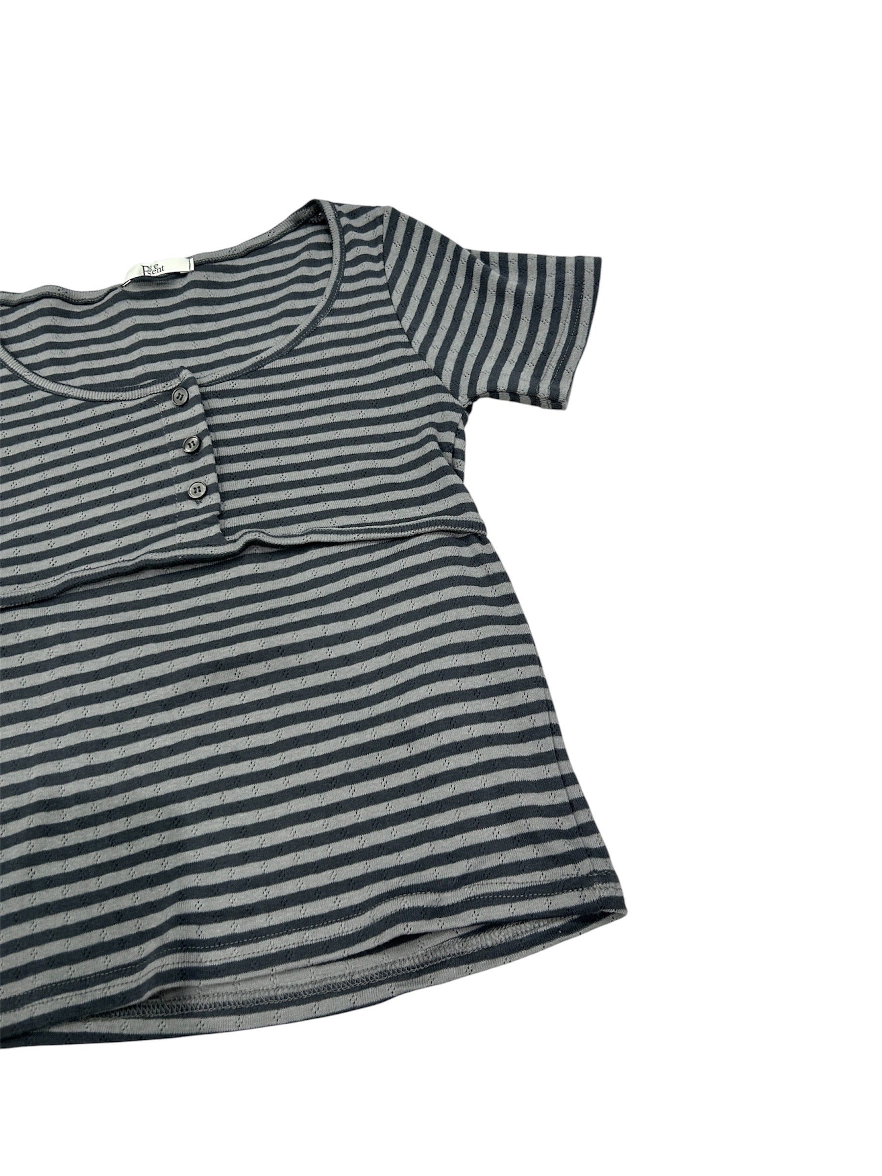7/4 20:00発売 受注制【nmtc+】Stripe U-Neck Button Tee (2color)