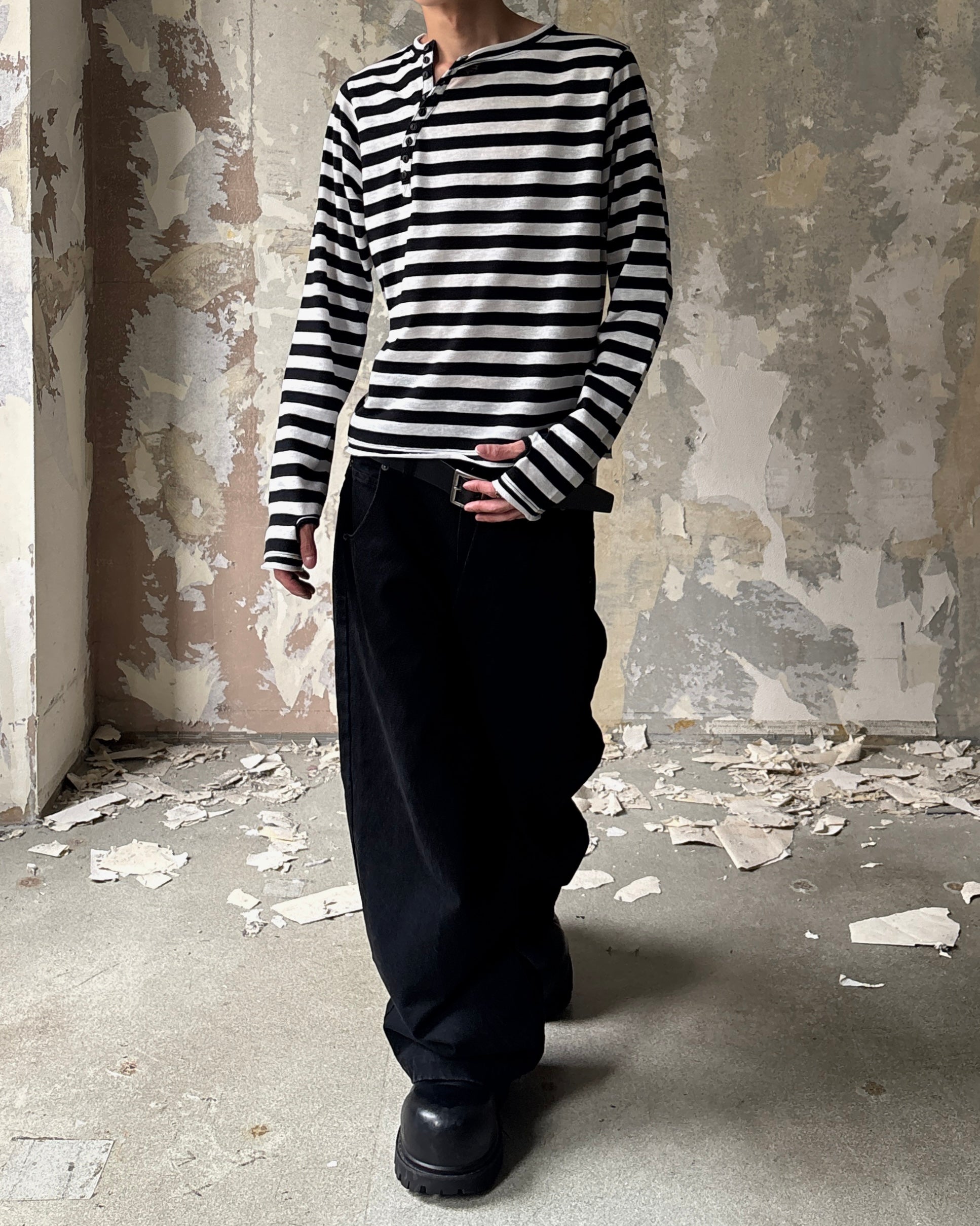【Lee fi Ne】Offset Henley LS Tee