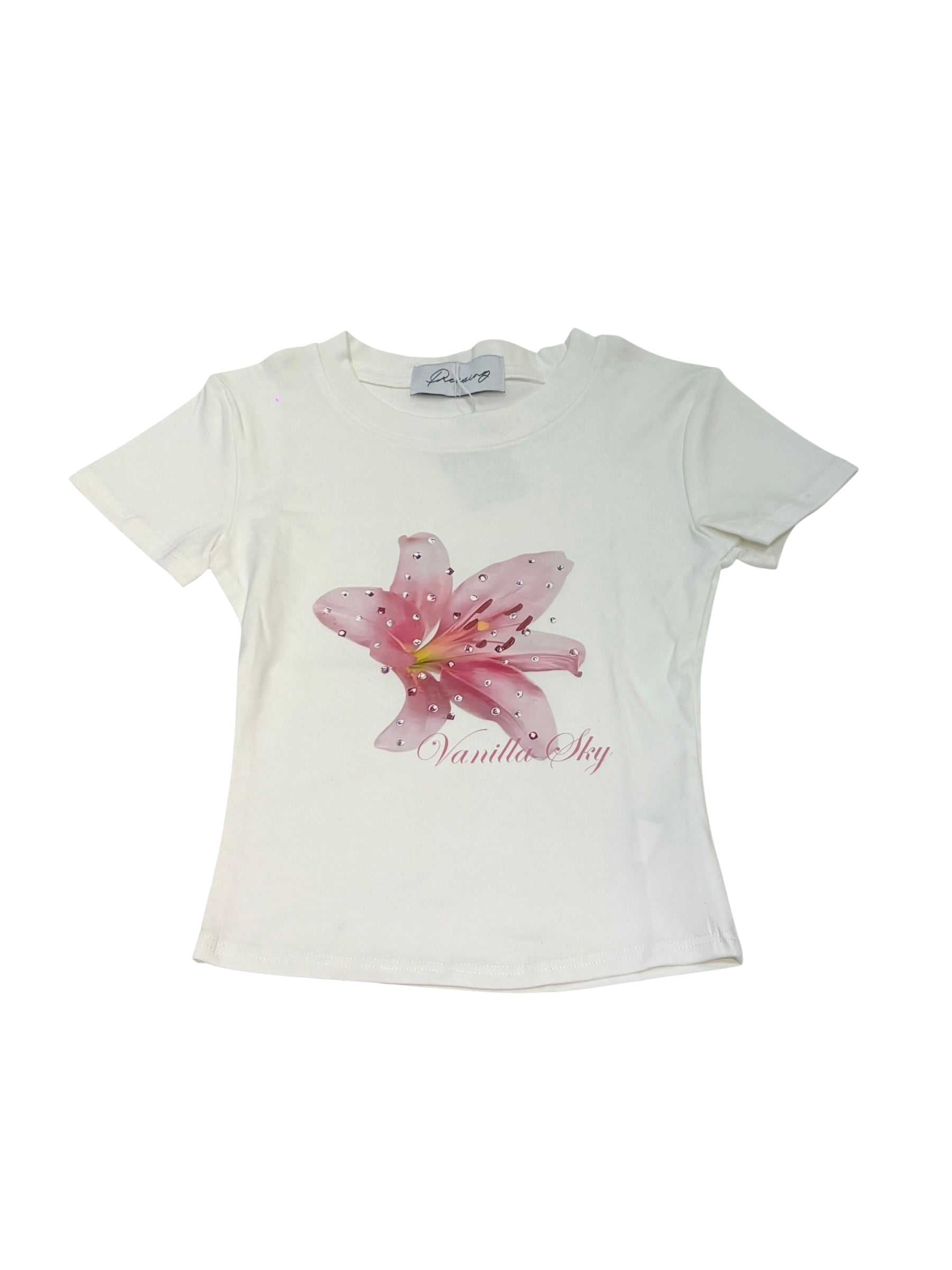 国際配送【Never mind the XU】flower rhinestone tee (3color)