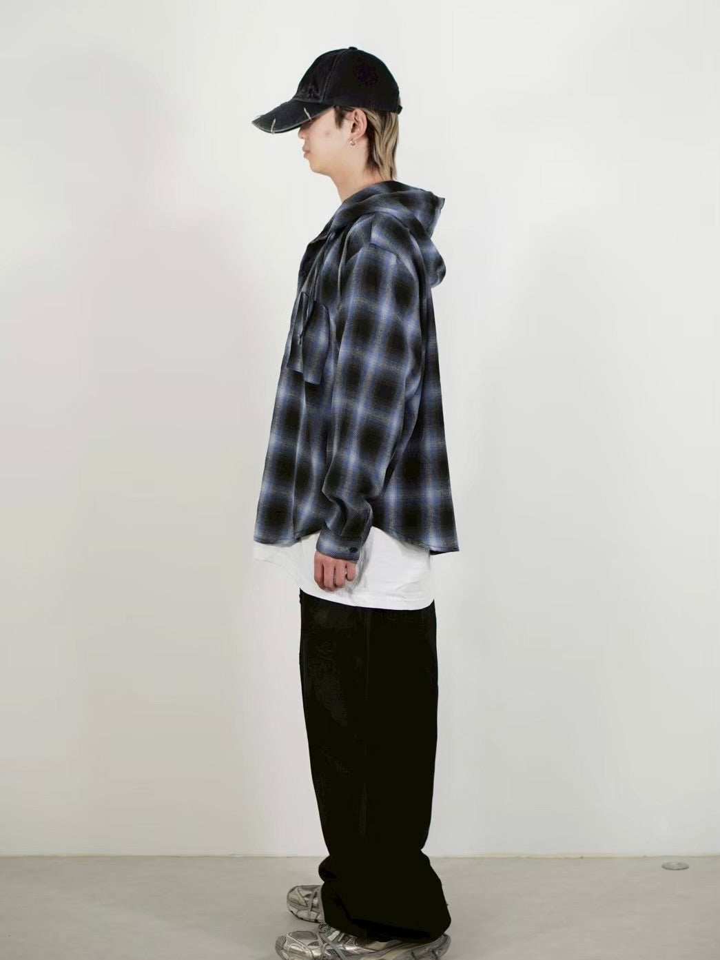 受注制【Chikashitsu +】tartan check hooded shirt (3color)