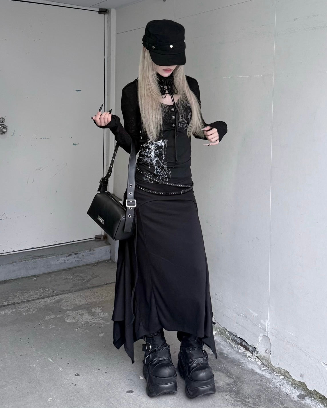 受注制【nmtc+】Curve Layered Long Skirt (2color)