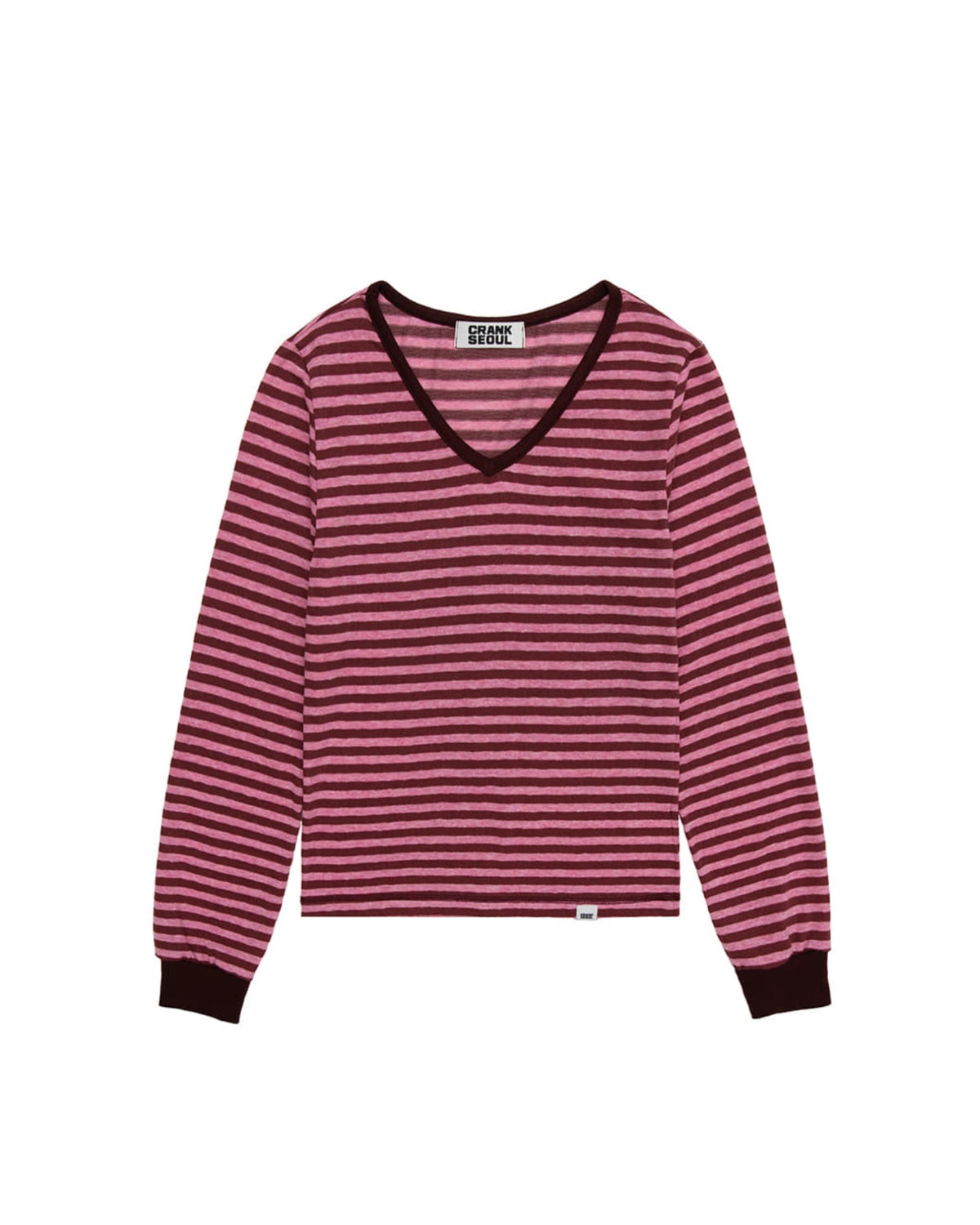 【CRANK】COZY STRIPE V-NECK TOP