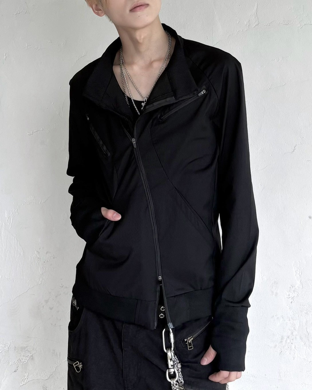 受注制【nmtc+】Asymmetric pocket zip-up Slim Jacket