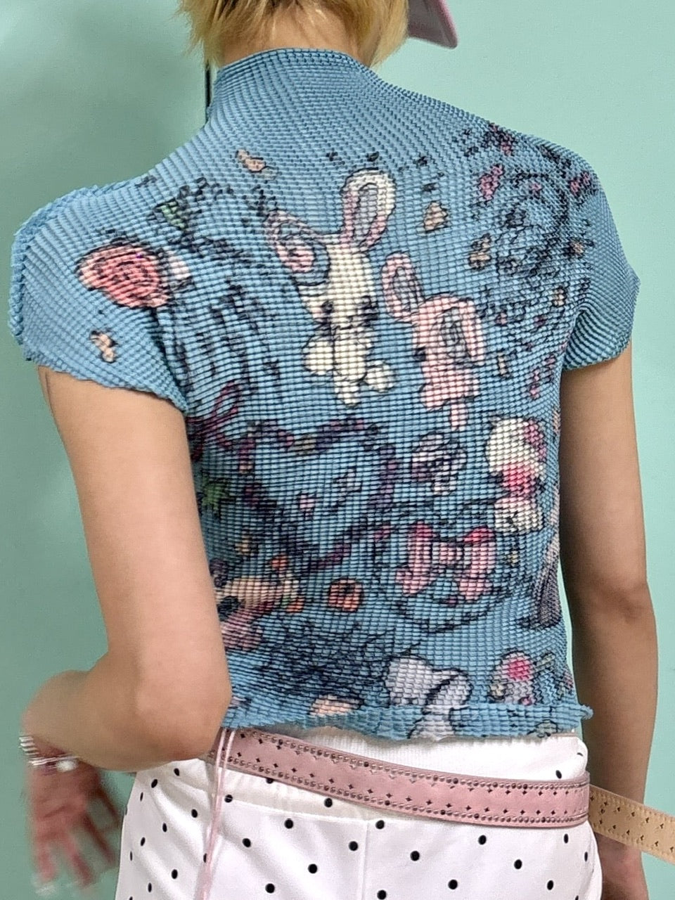 国際配送【Never mind the XU】popcorn shirring baby tee rabbit
