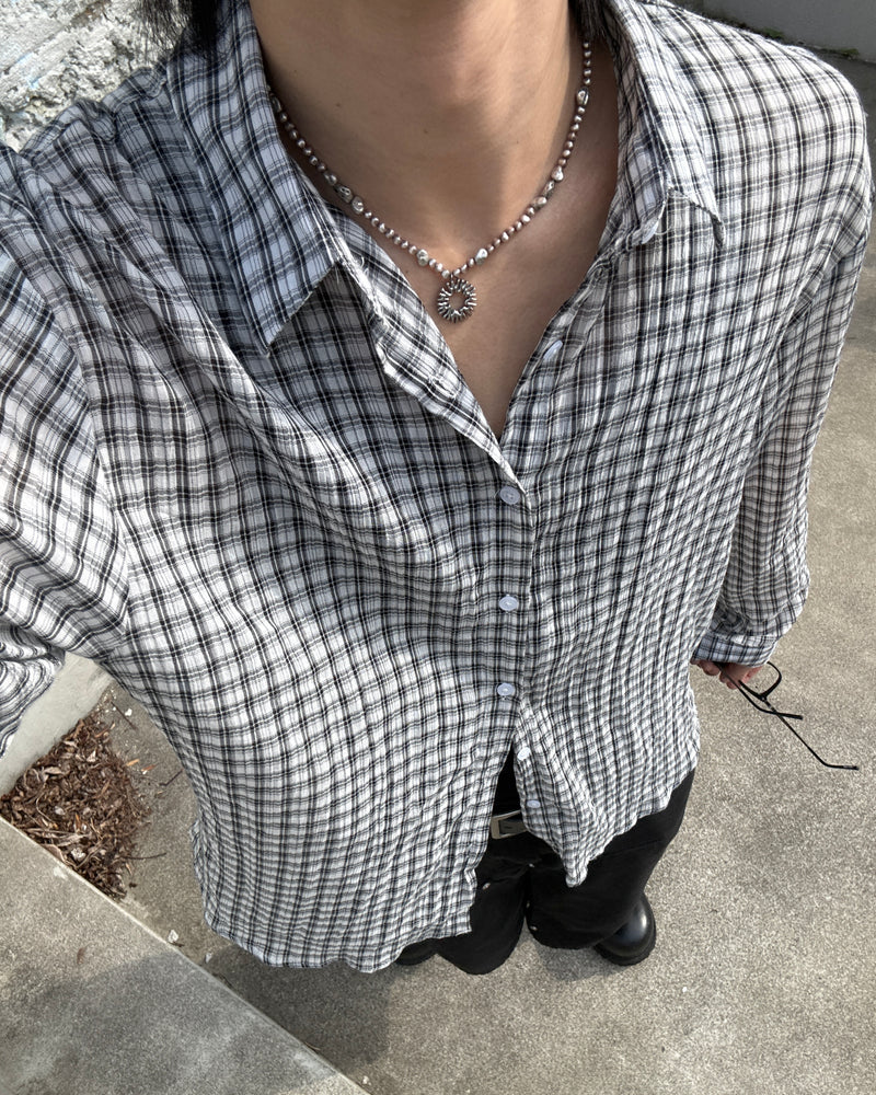 受注制【youll】sheer check shirt (3color)