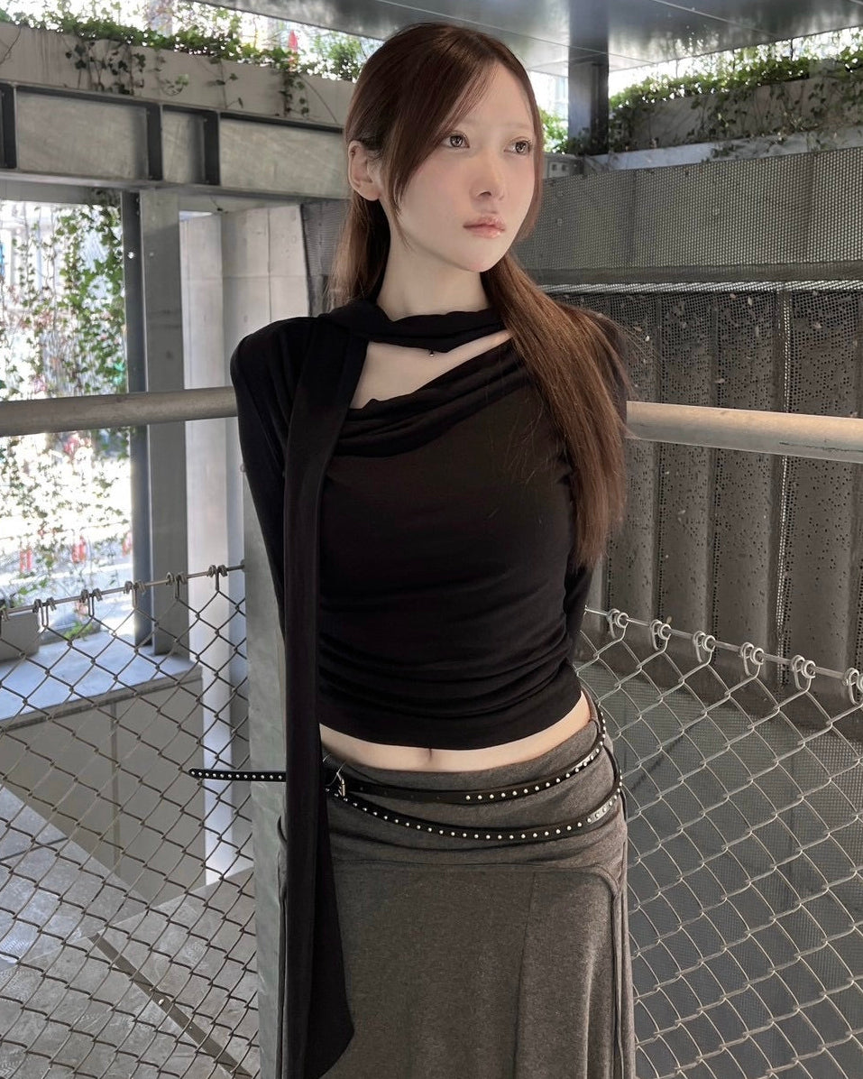 受注制【nmtc+】long tie drape tee (2color)