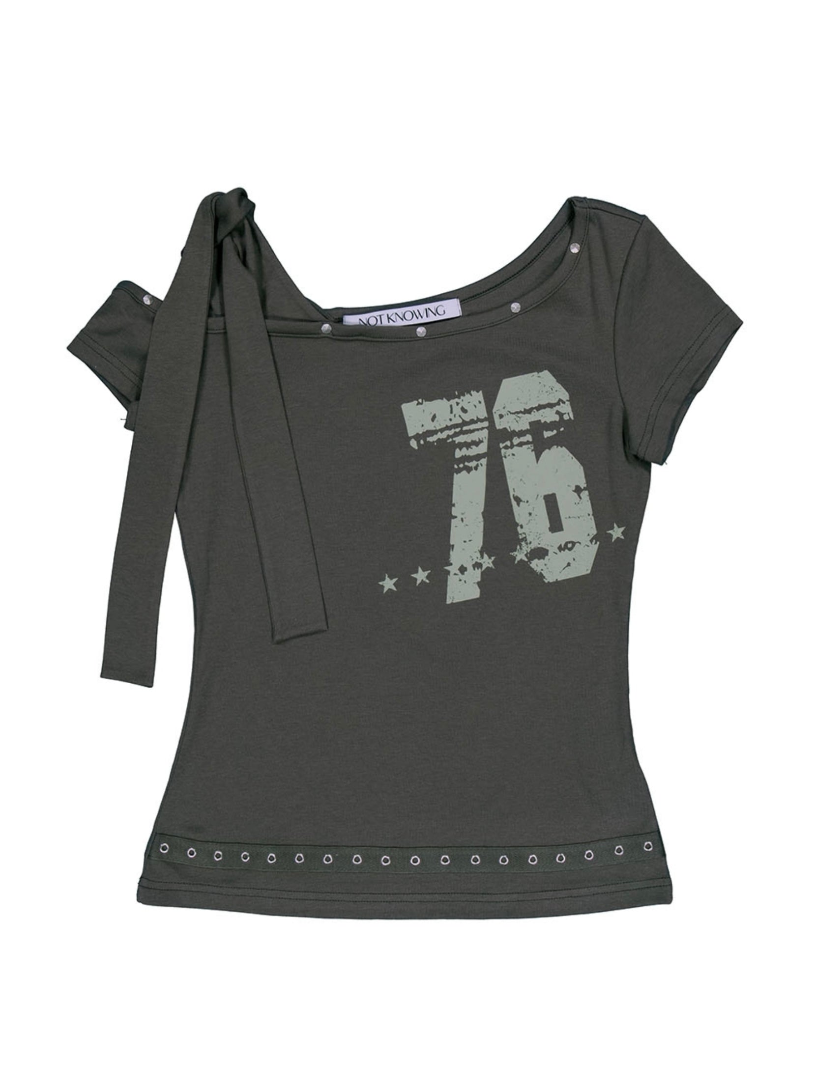 【NOT KNOWING】Tied One Shoulder 76 Top