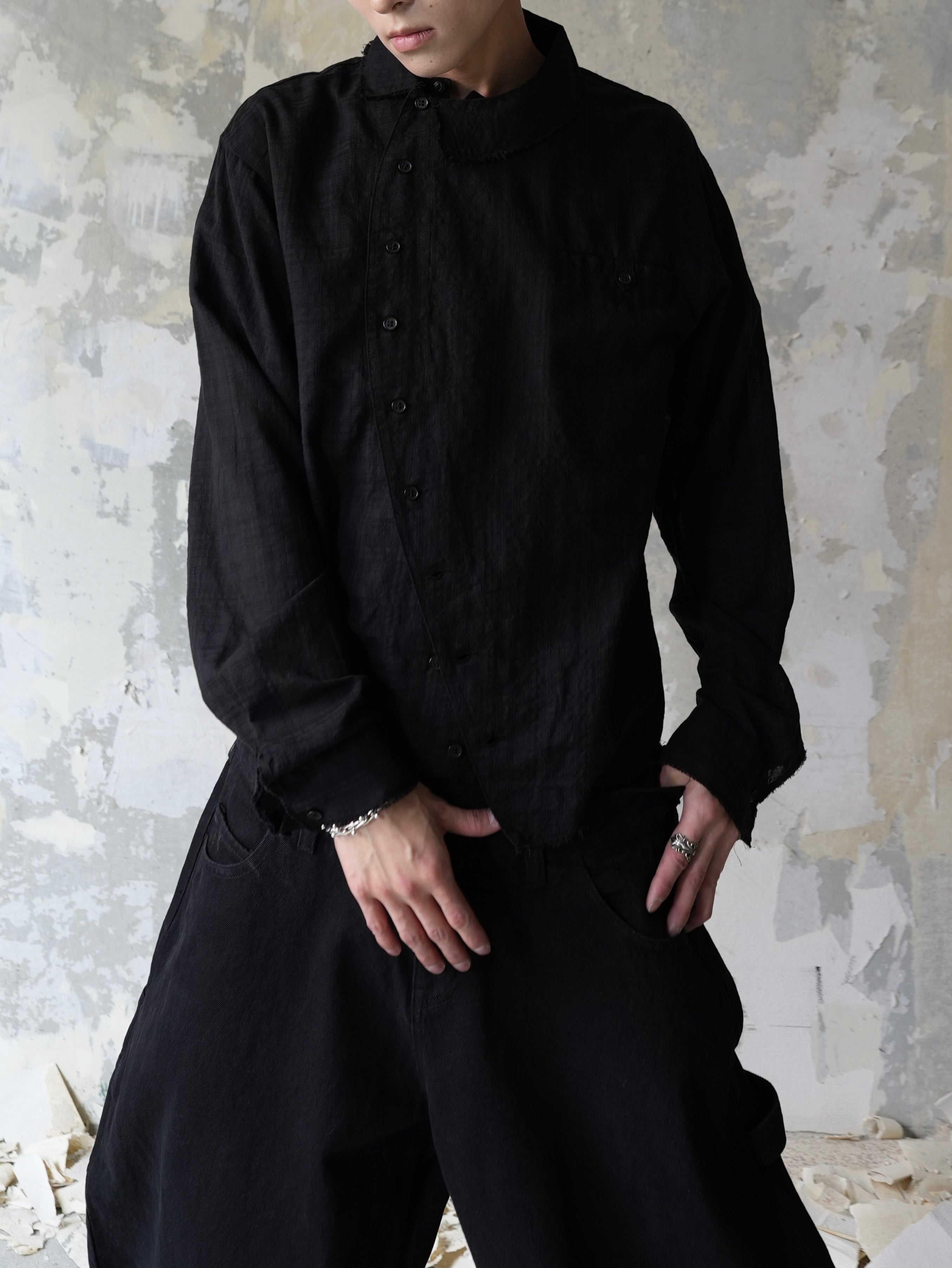 【Lee fi Ne】Offset Sheer Check Shirt