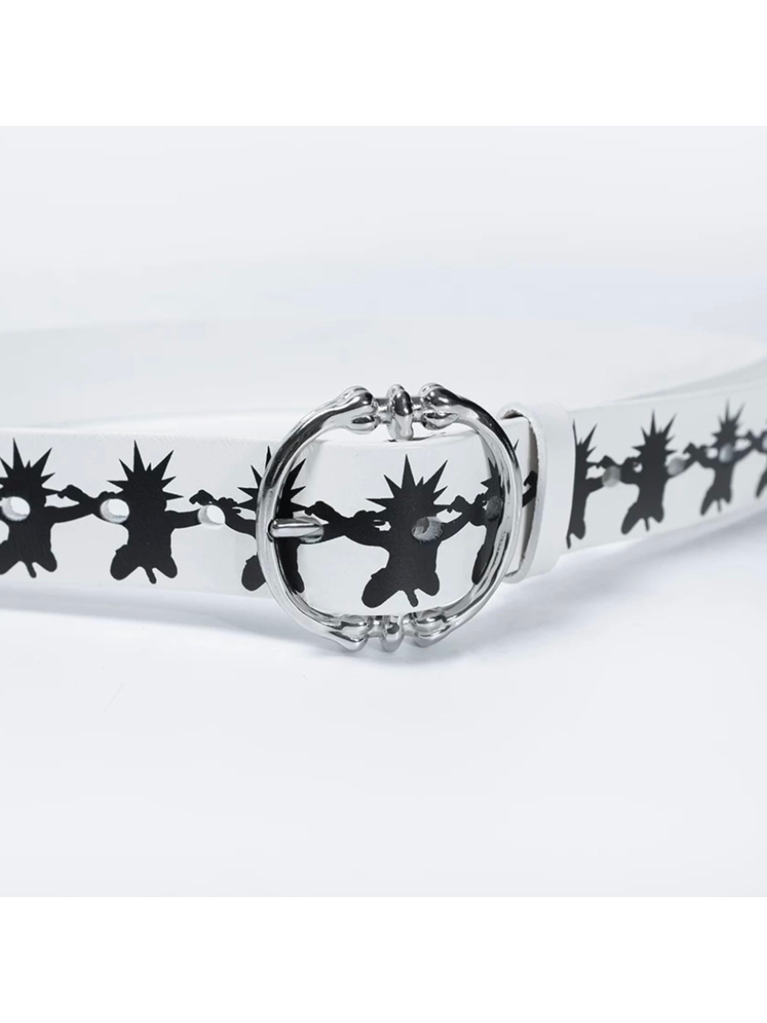 【F.V.V.O】Skull Kid Print Punk Leather Belt