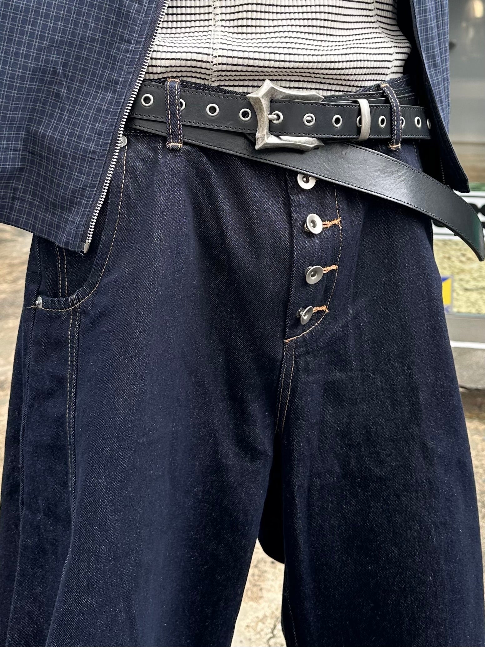 大阪店WEB限定受注制【Chikashitsu +】button fly ballon denim pants (2color)