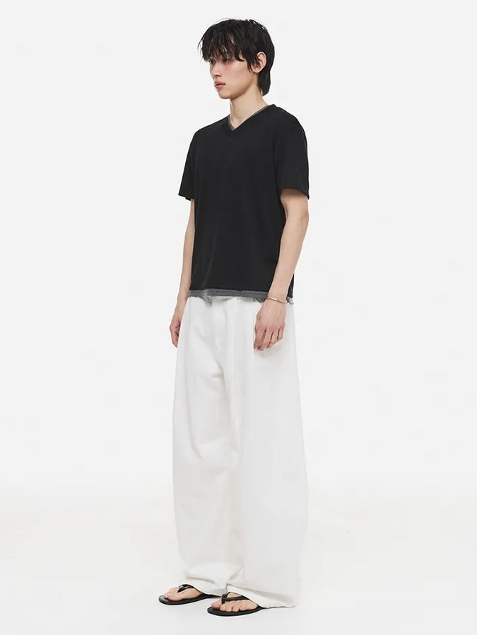 【DNSR】Layered V-Neck Half T-Shirt