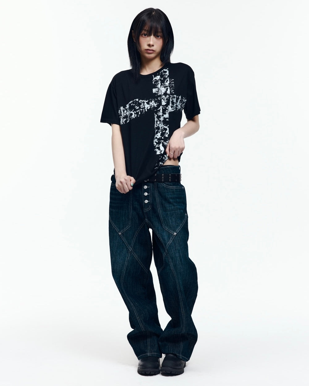 【AAKAM】Mosaic Cross Half Top