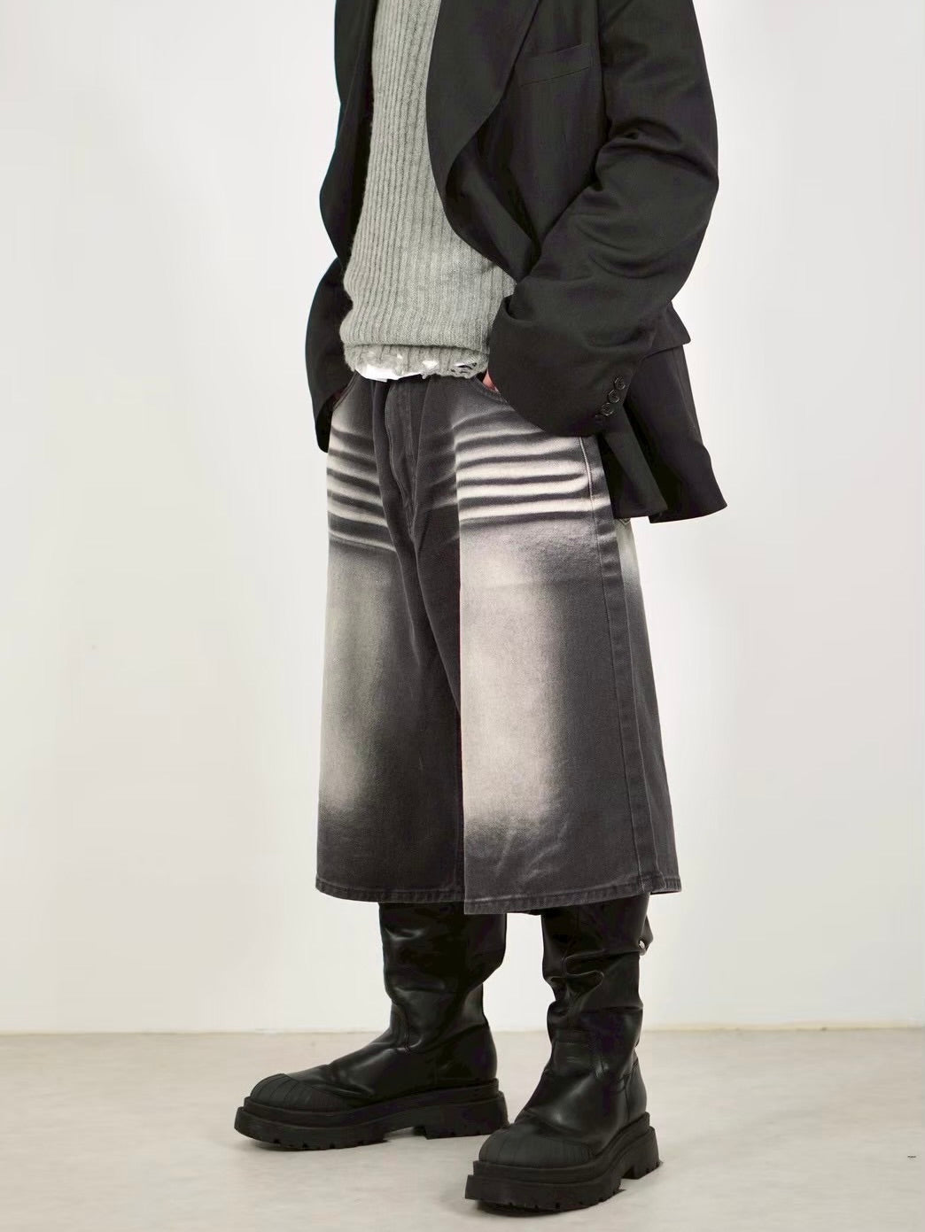 受注制【Chikashitsu +】8-length bermuda denim pants (2color)