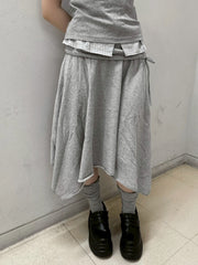 受注制【nmtc+】asymmetry midi skirt (2color)