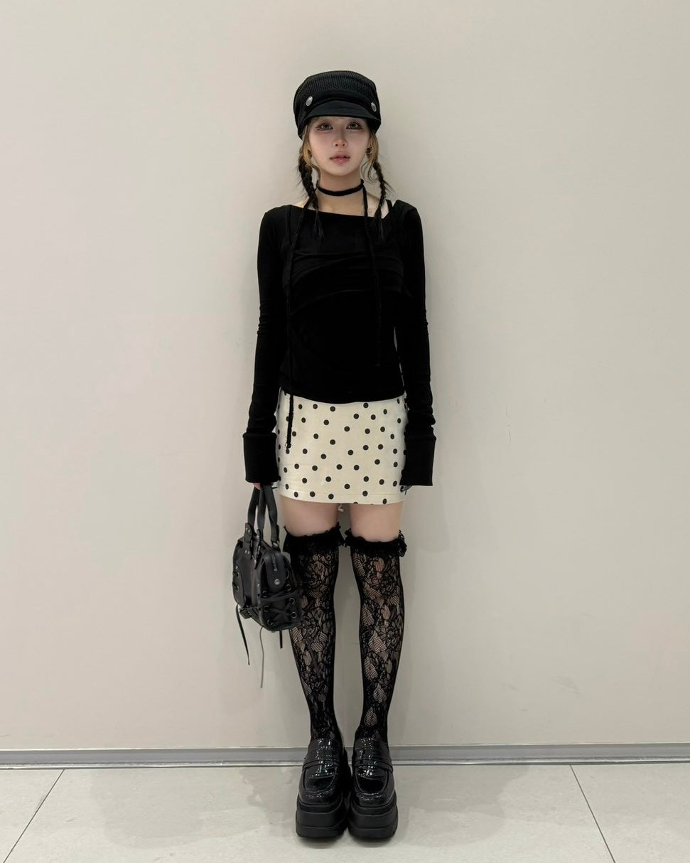 大阪店 WEB限定 受注制【Never mind the XU】Dot Muse Mini Skirt