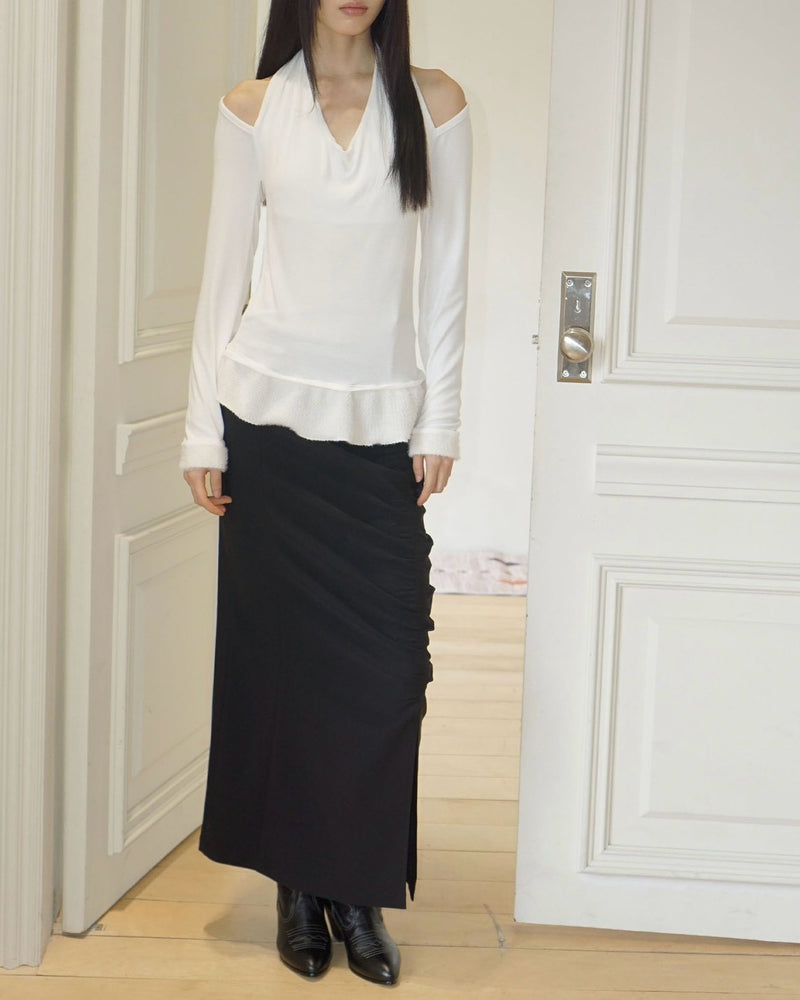 【Uglyshadow】SCARF FUR FRILL T-SHIRT