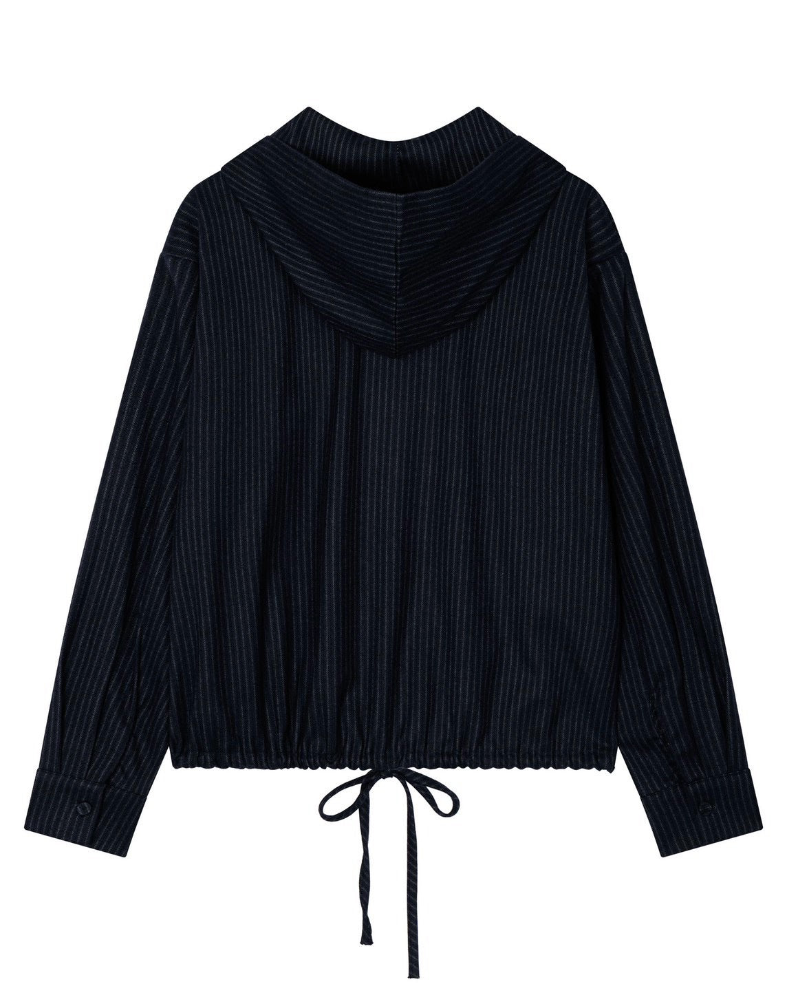 【Uglyshadow】STRIPE RUFFLE HOODED SHIRT