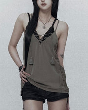 【bonienkiye】X-Strap Slip Tank