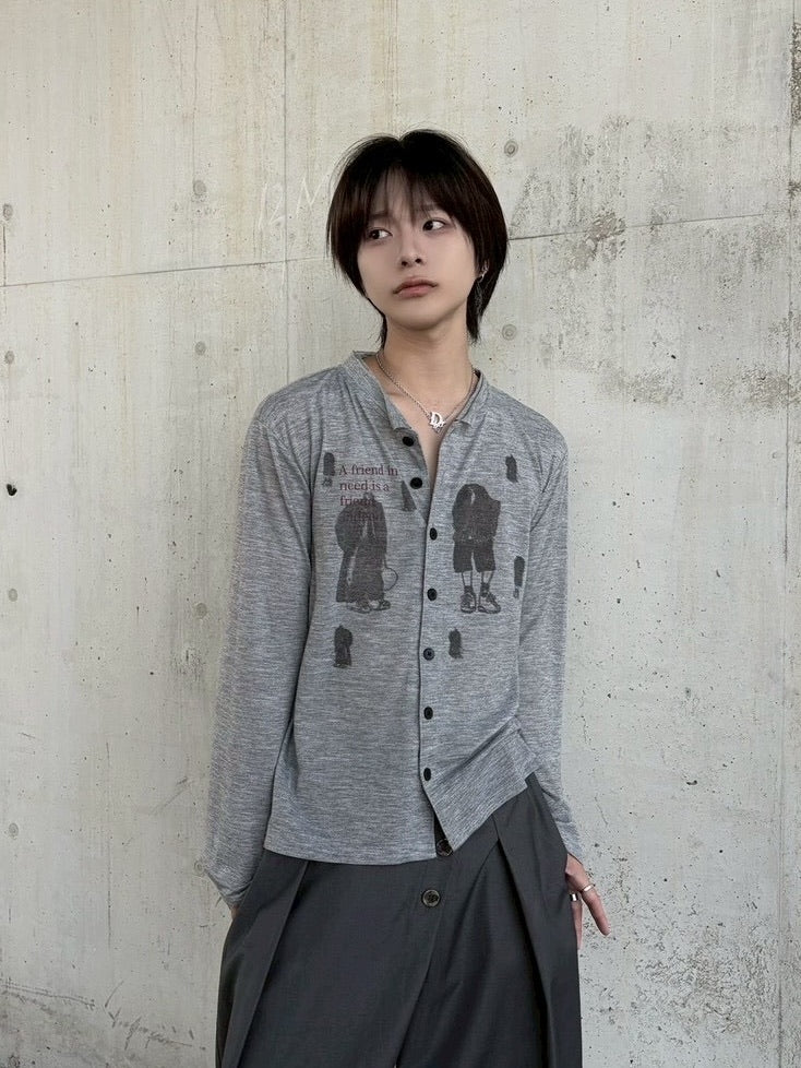 国際配送【LUV CODE】stand collar shirt (2color)