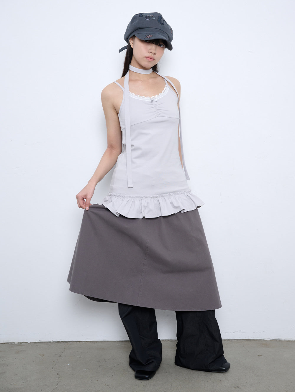 【TUOMIO】SCARF FRILL SLEEVELESS