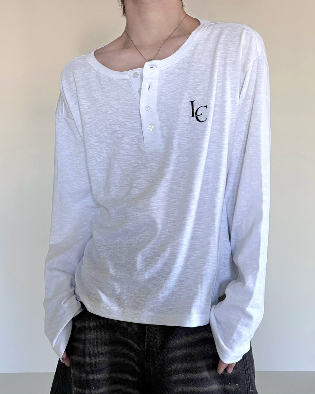 【LUV CODE】LC Button henley long sleeve tee (3color)