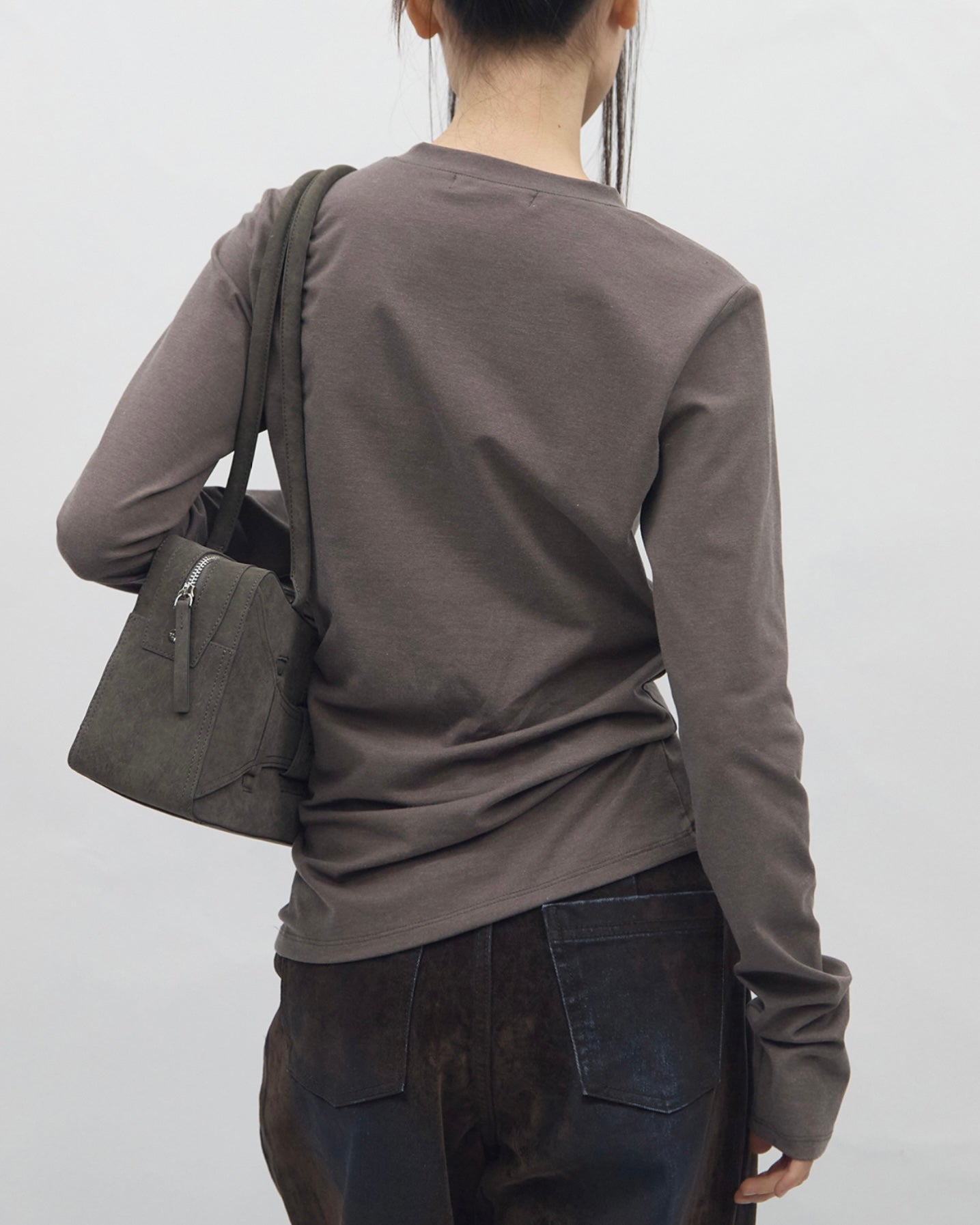 【BLR BLUER】Soft Pin-tuck Henley Long Sleeve