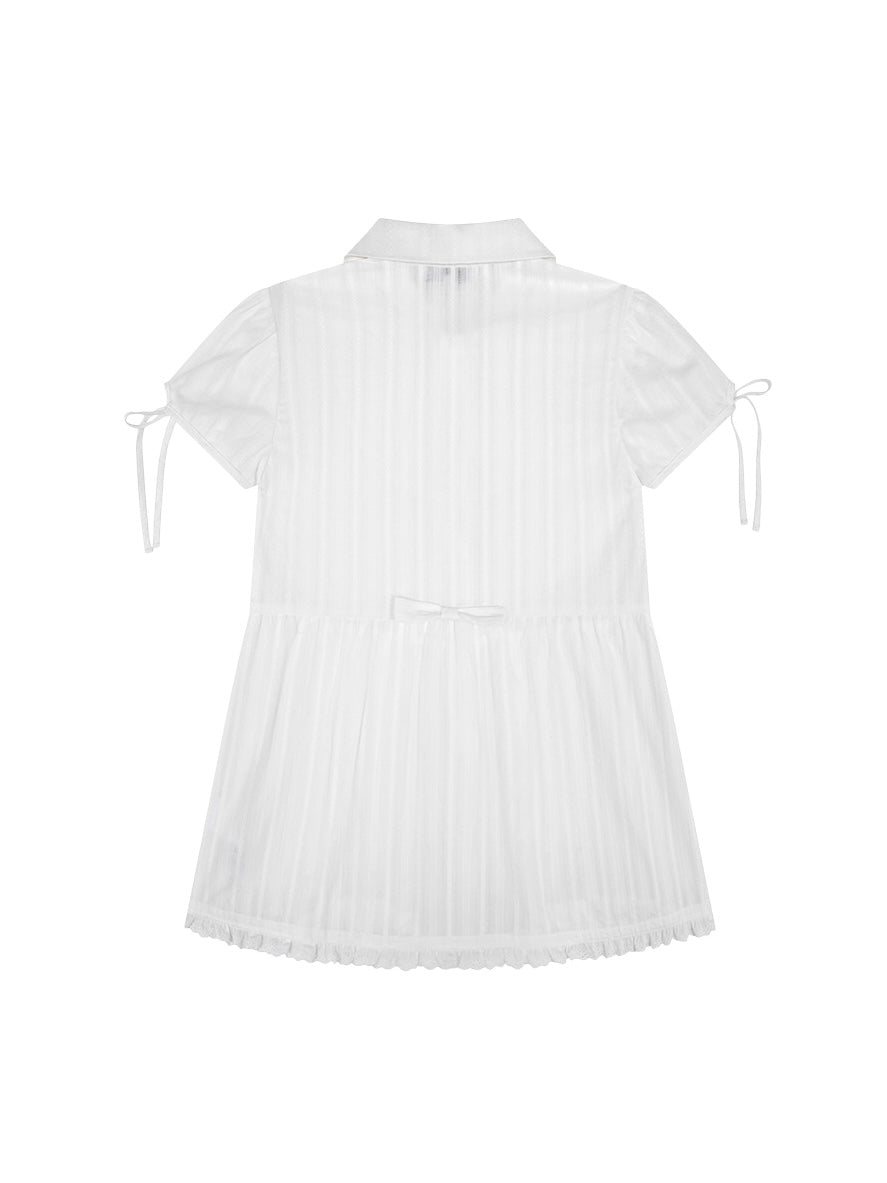 【TUOMIO】PUFF SLEEVES RIBBON BLOUSE