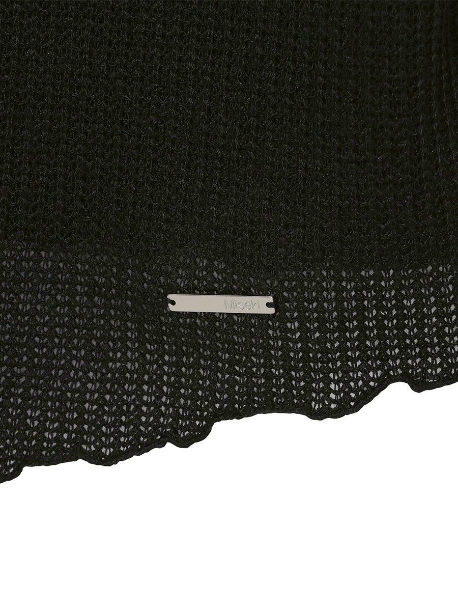 【Miseki seoul】Diagonal crochet knit top