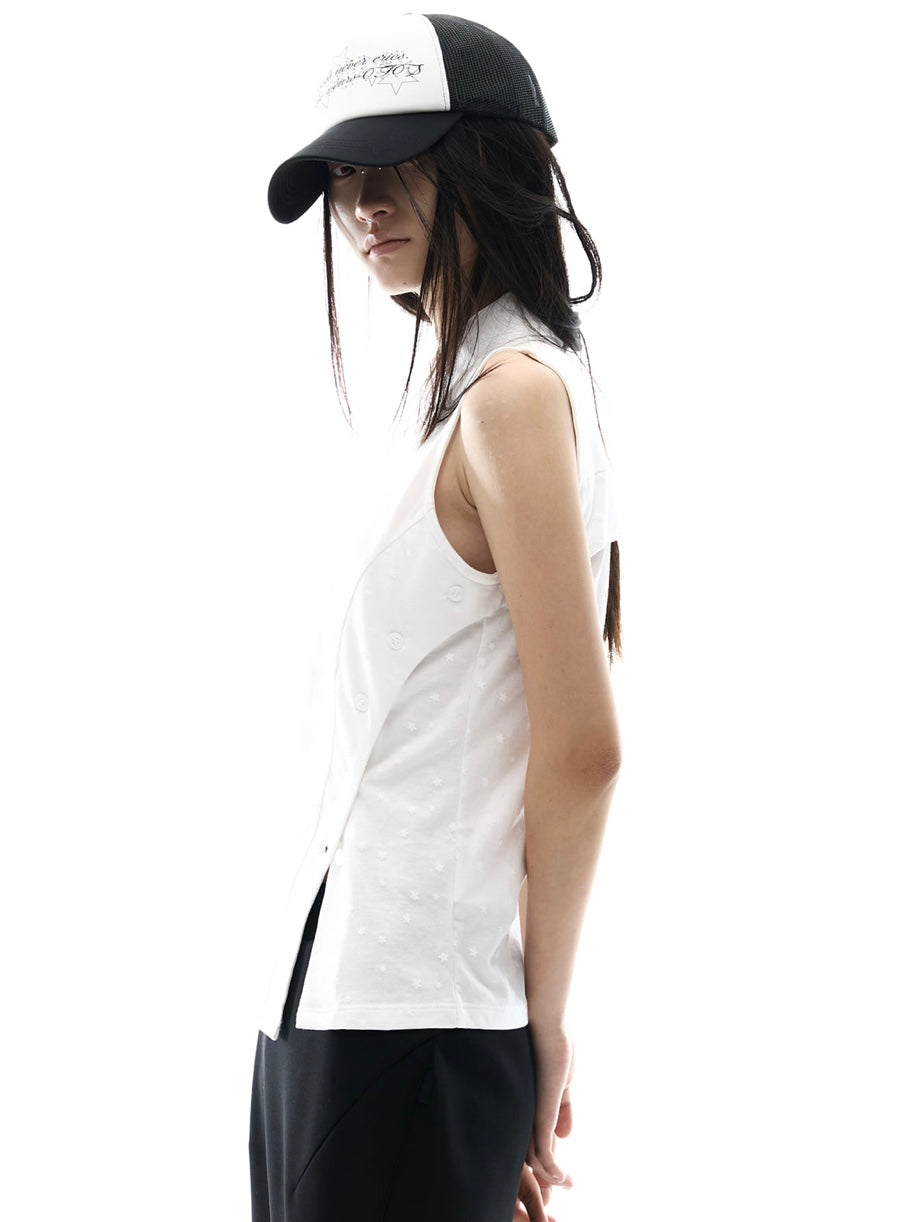 【OJOS】Curved Cut Collar Tank