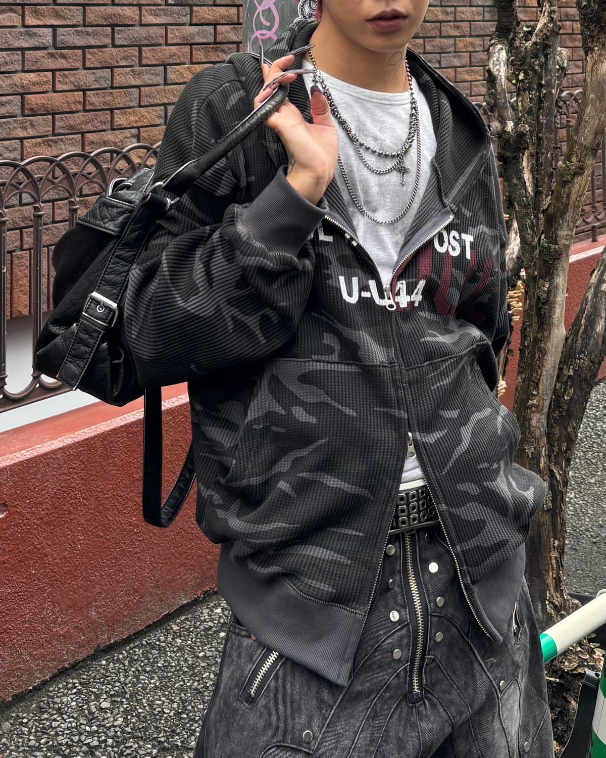 受注制【Never mind the XU】MILITARY CAMO THERMAL ZIP HOODIE (2color)