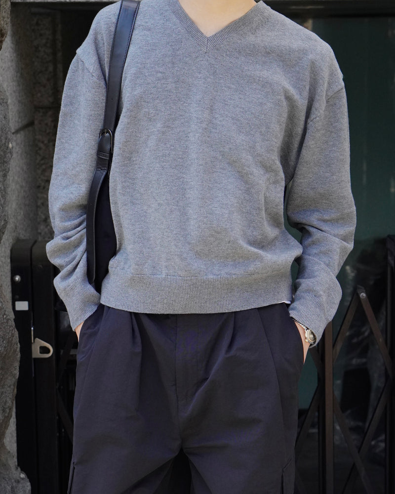 東京店WEB限定【Chikashitsu +】cropped vneck knit (3color)