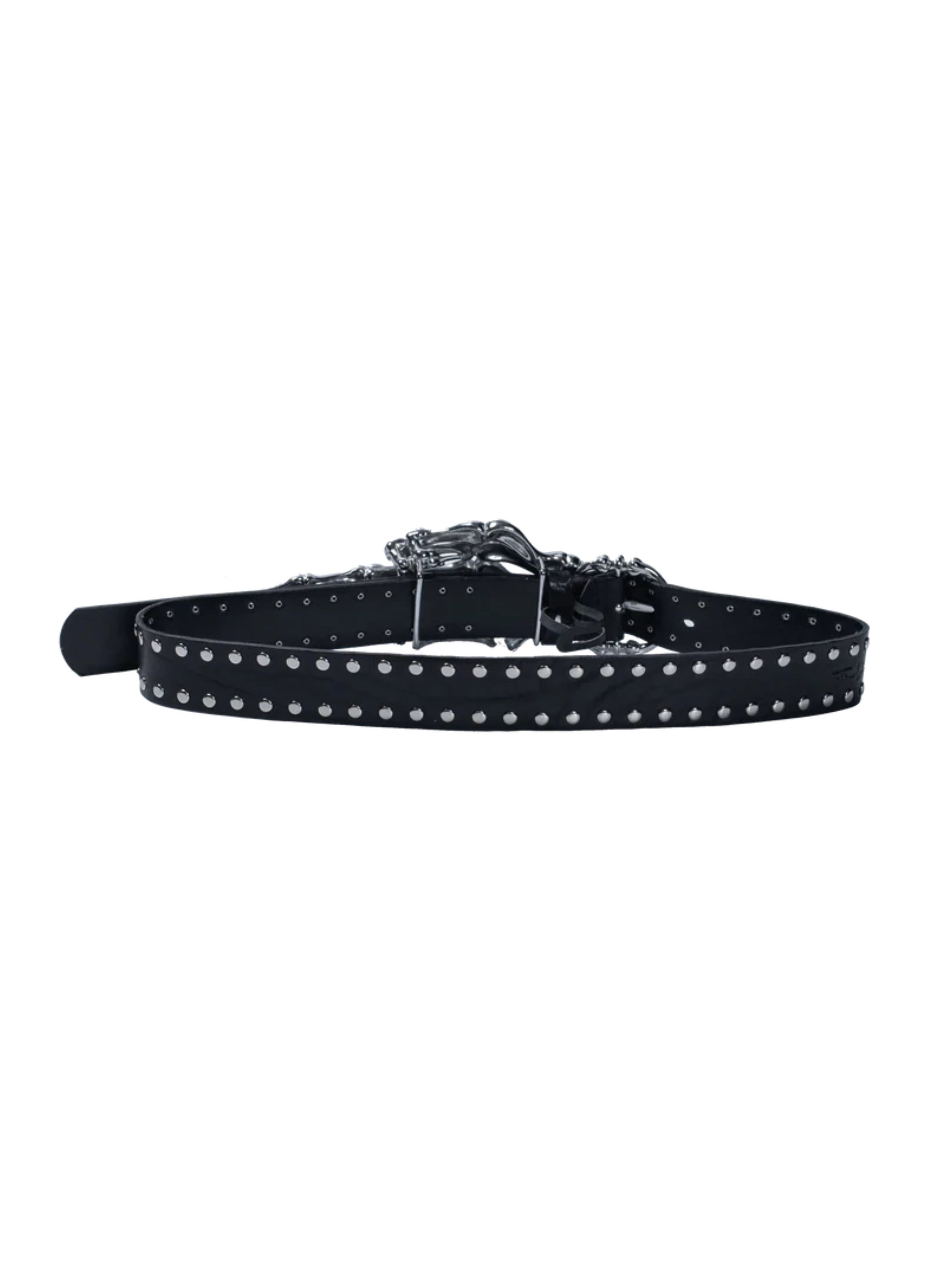 【F.V.V.O】Skeleton Hand & Spikes Leather Belt