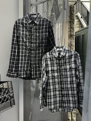 【Never mind the XU】rhinestone check shirt (2color)