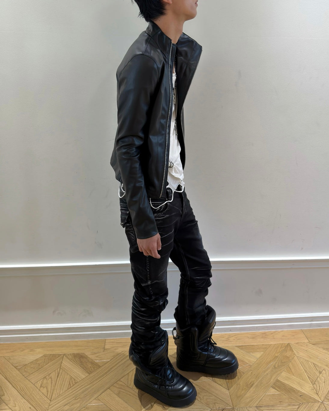 【LECYTO】Offset Leather Jacket