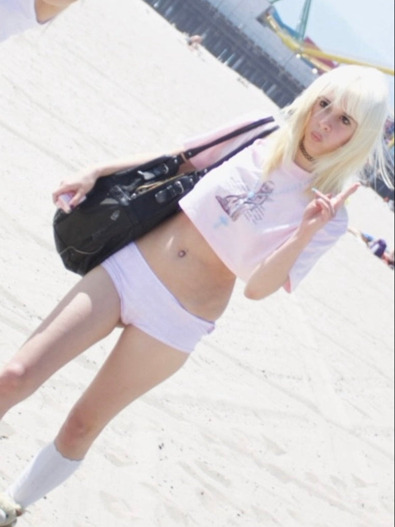 【W.I.A】W X N PINK CROP T-SHIRT 004