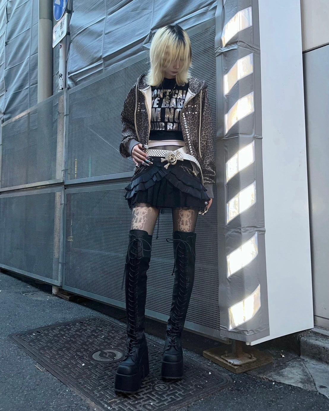 国際配送【BABY09】leopard cross hoodie