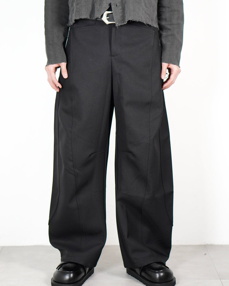 受注制【Chikashitsu +】Curve line wide pants (3color)