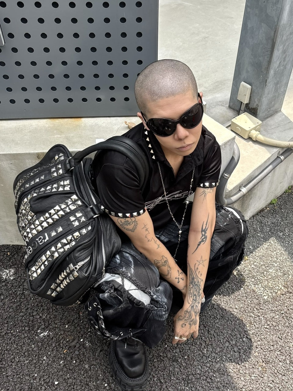 国際配送【Never mind the XU】Patchwork Wide Leg pants