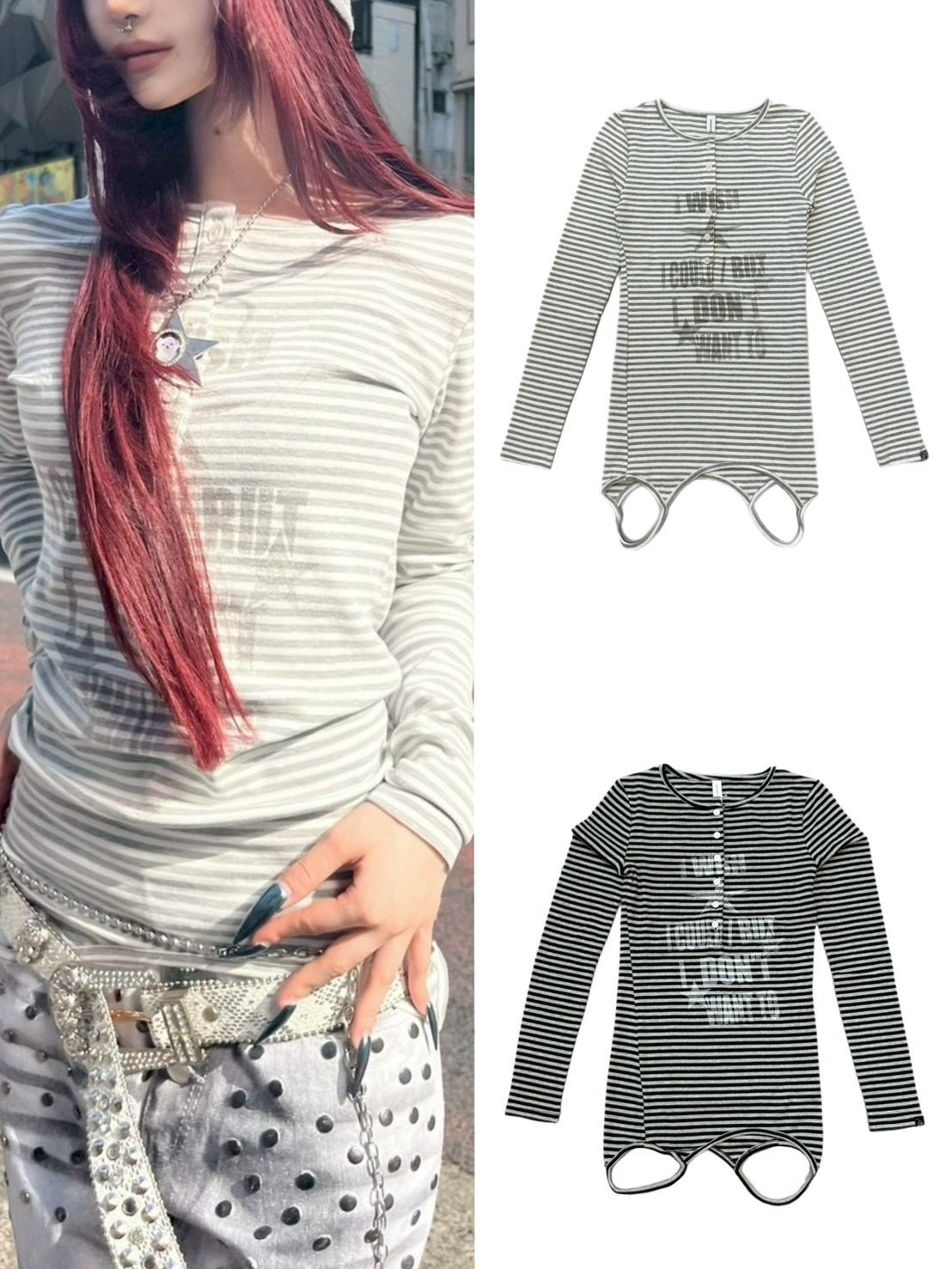 国際配送【BABY09】 3way border print tops (2color)