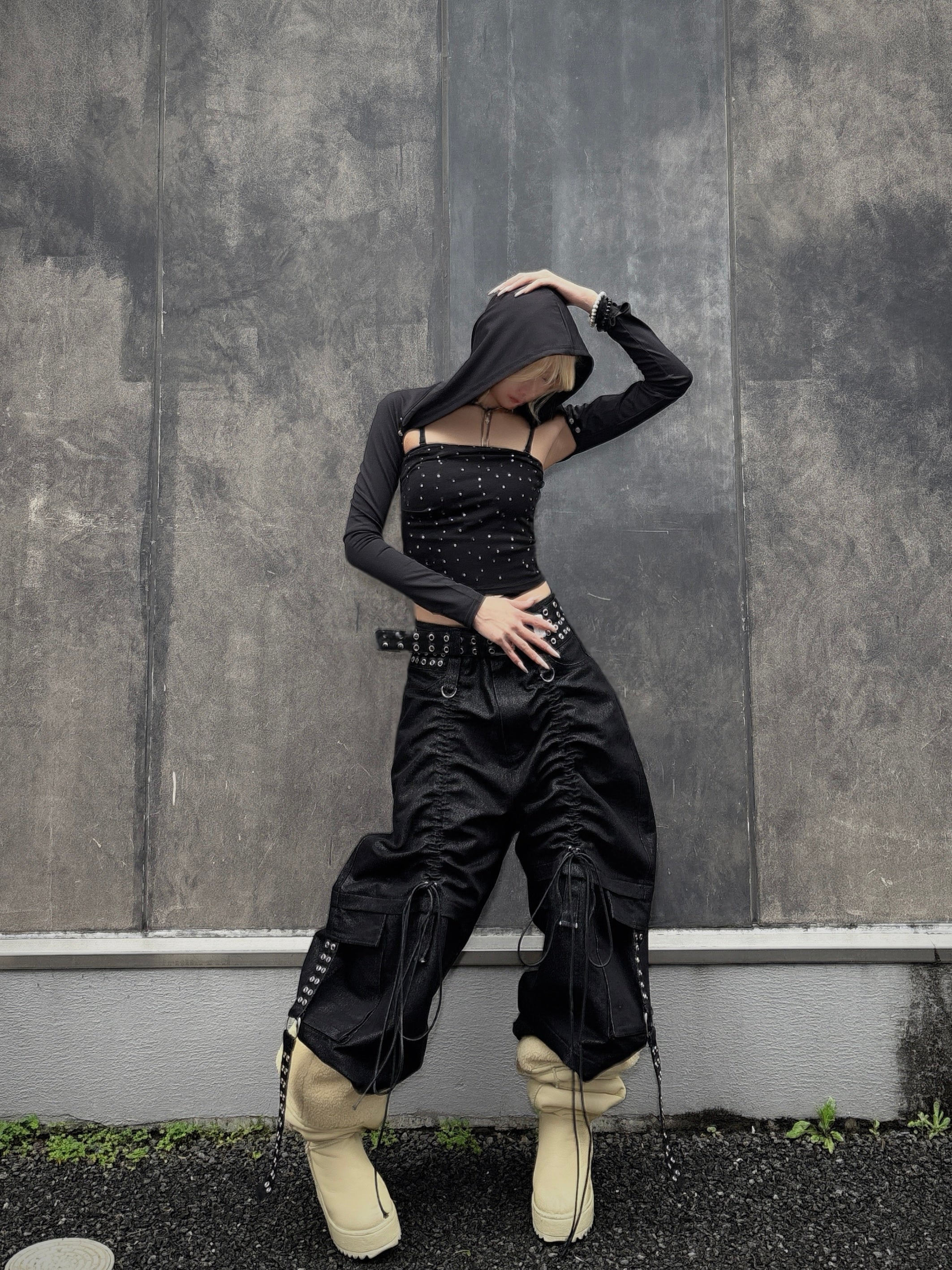 国際配送【Never mind the XU】rhinestone tubetops