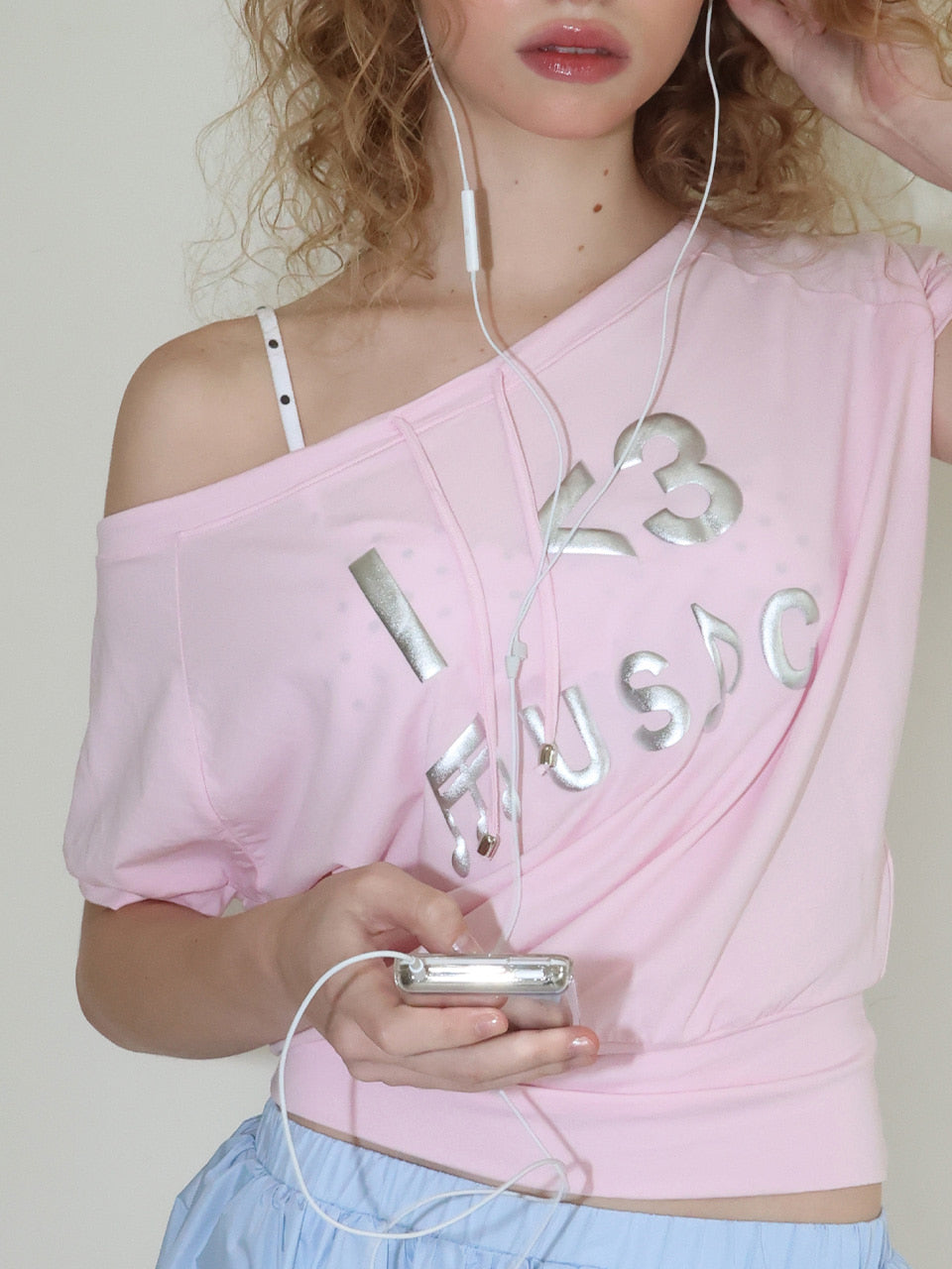 【CRANK】I LOVE MUSIC OFF-SHOULDER TOP
