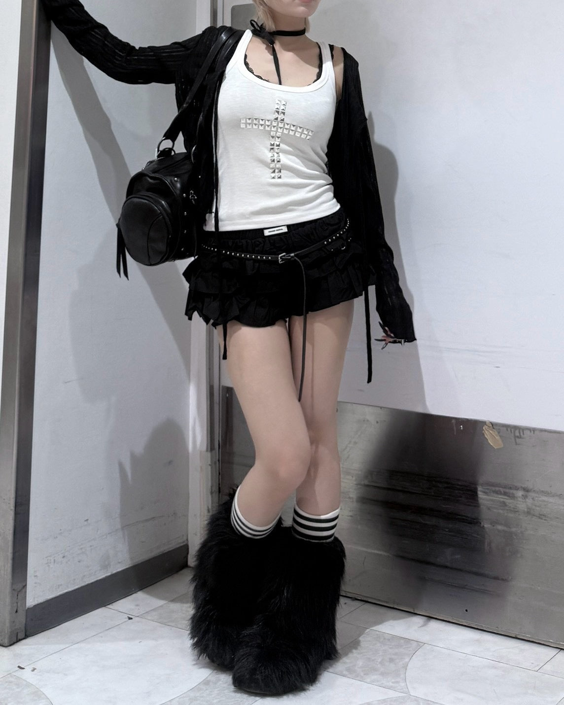 受注制【nmtc+】Cross Studded Slim Tank top (2color)