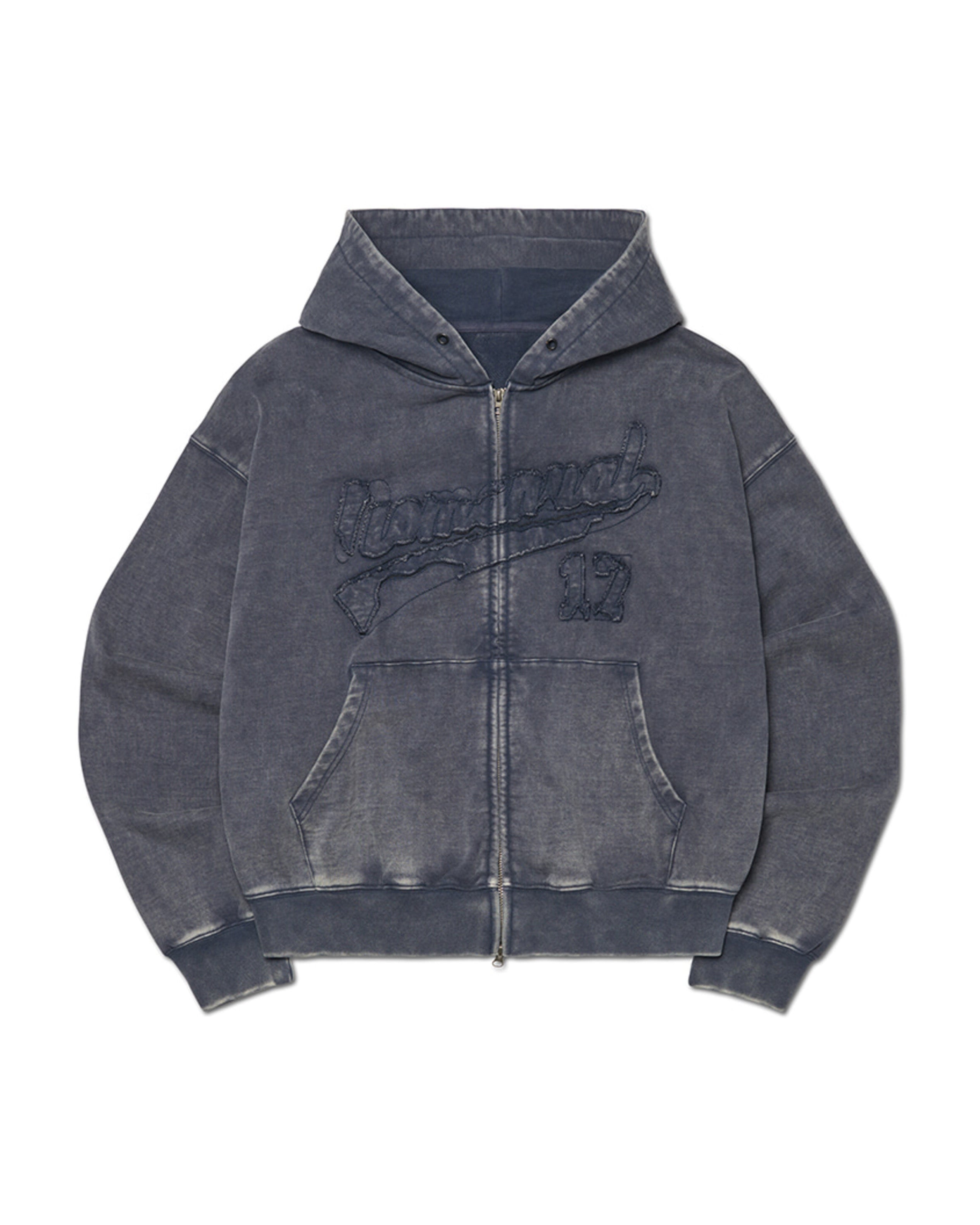 【NOMANUAL】APPLIQUE HOODED ZIP-UP