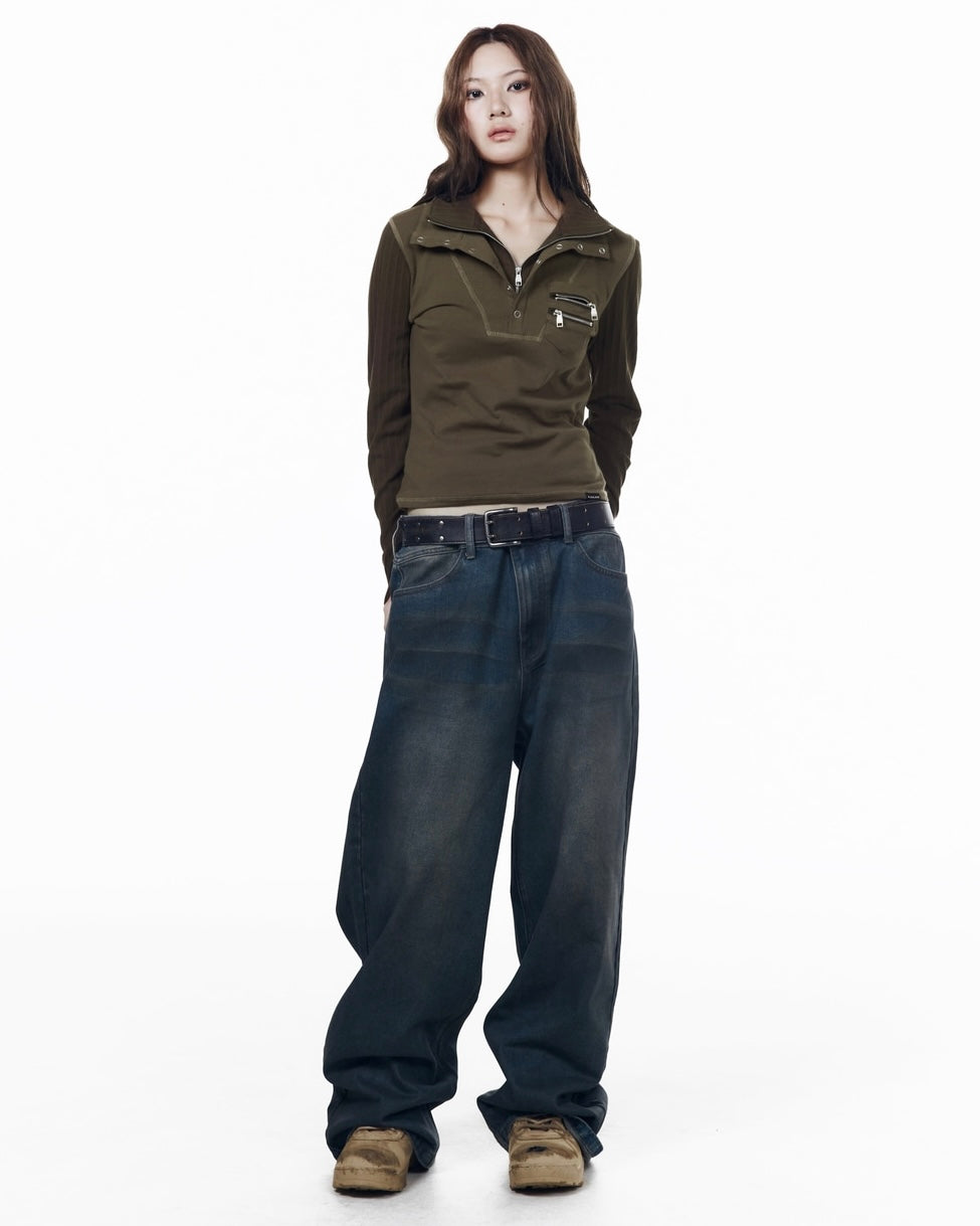 【AAKAM】Double High Neck Long Sleeve