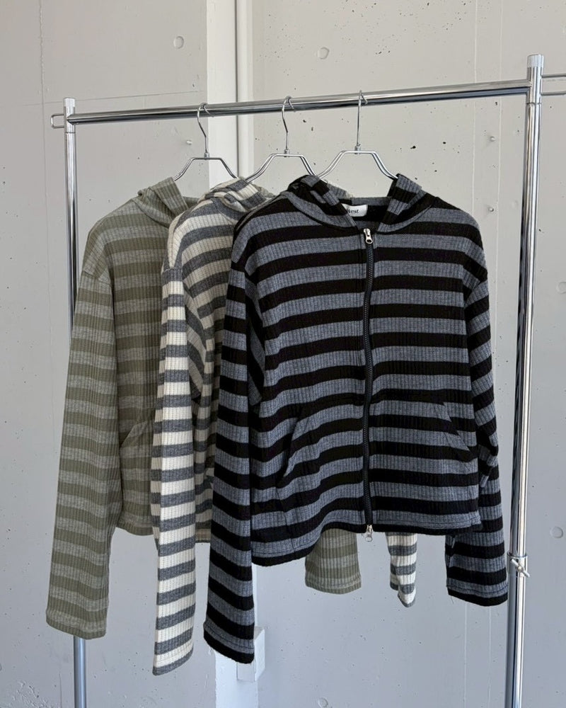 受注制【LUV CODE】stripe zip hoodie 2 (3color)