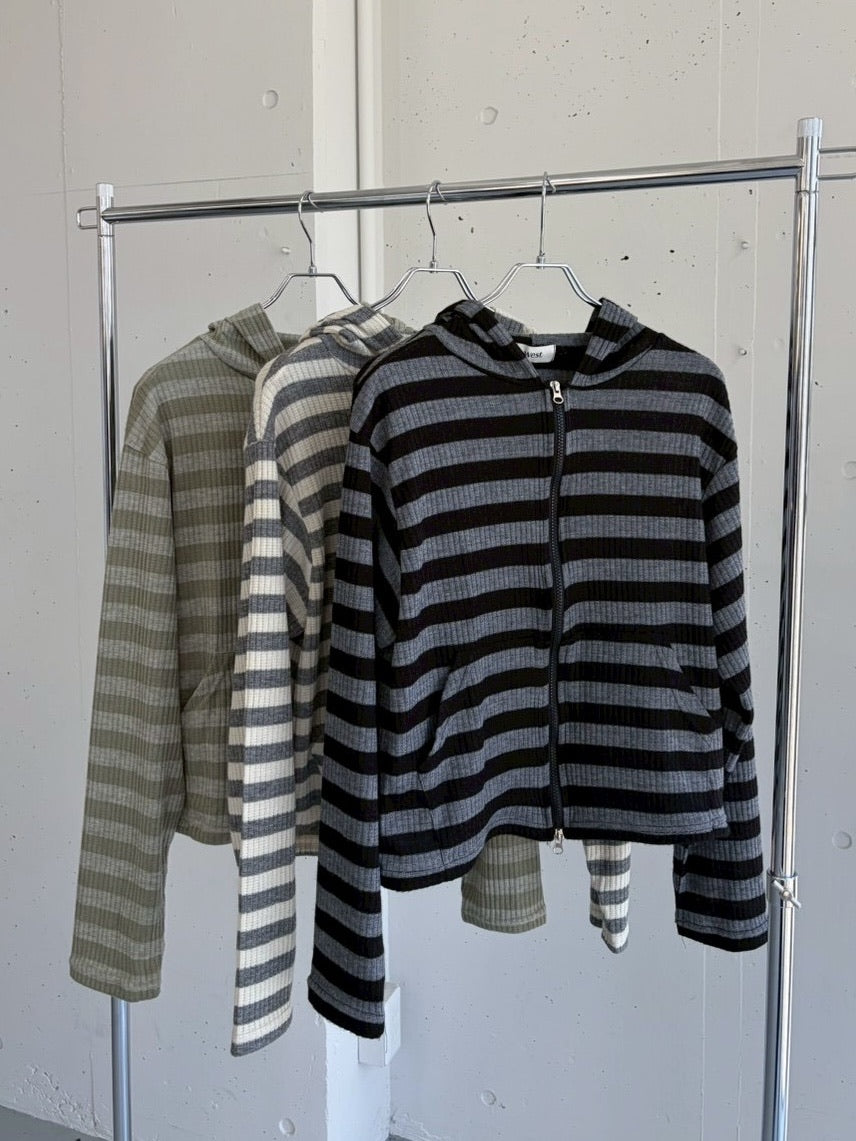 受注制【LUV CODE】stripe zip hoodie 2 (3color)