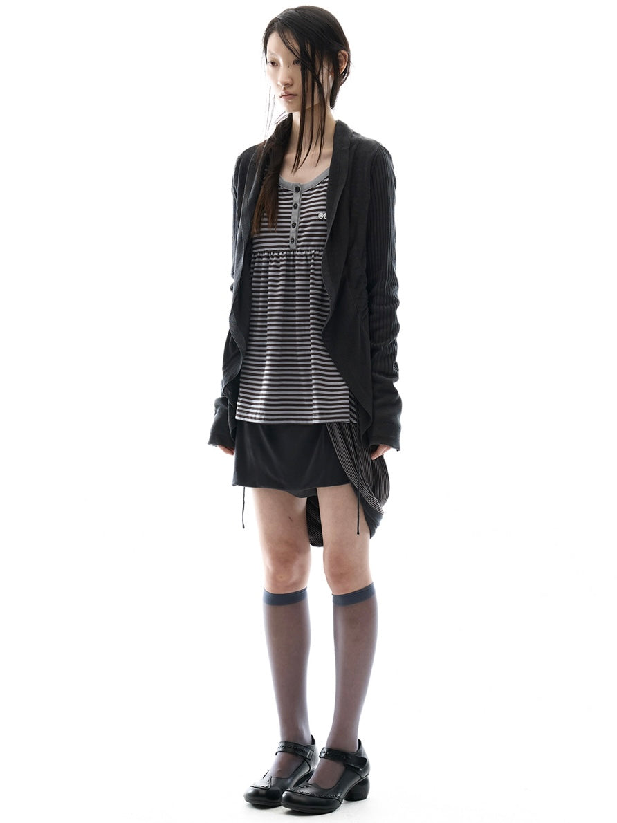 【OJOS】Ruffled Drape Cardigan