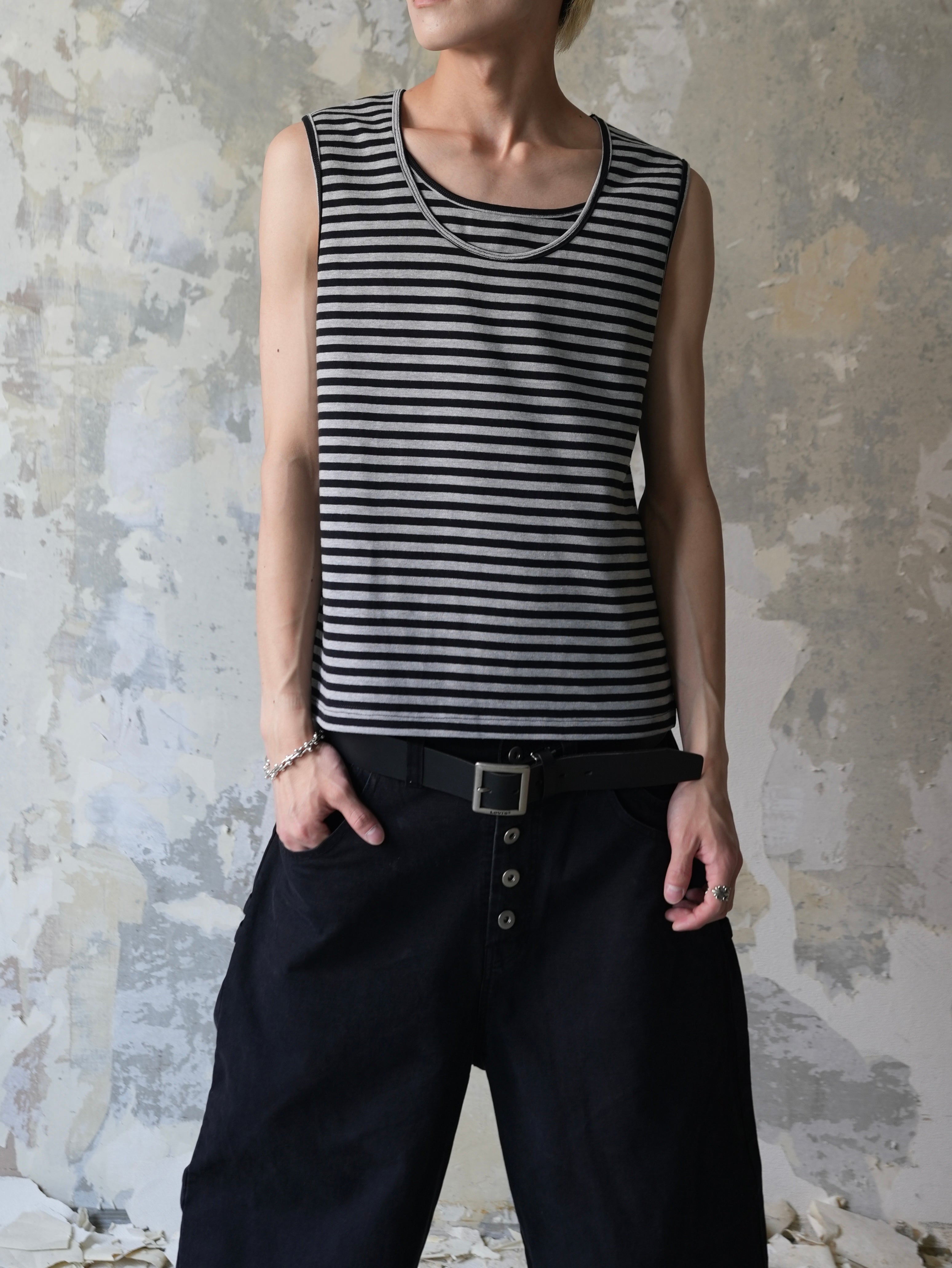 【Lee fi Ne】Layered Stripe Tank