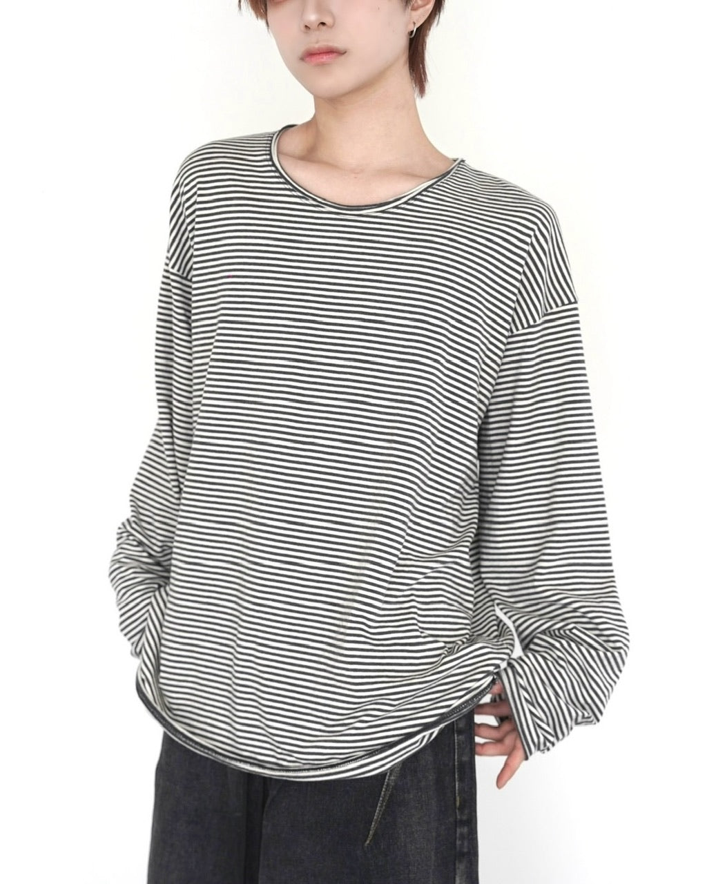 受注制【LUV CODE】stripe long sleeve tee 2 (2color)